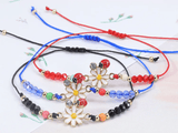 Set of 12 Children's Adjustable 'Flower and Ladybird' Wish Bracelets / Friendship Bracelets