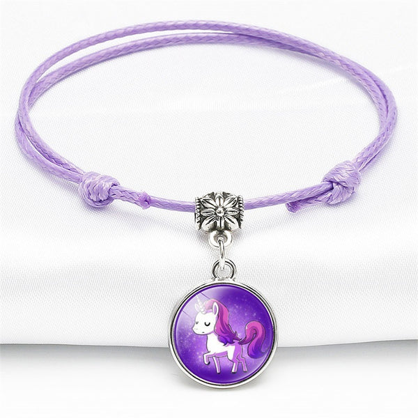 Children's Adjustable Unicorn Wish Bracelet / Friendship Bracelet - Purple