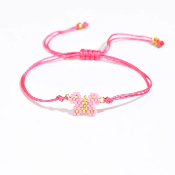 Children's Adjustable Butterfly Beaded Wish Bracelet / Friendship Bracelet