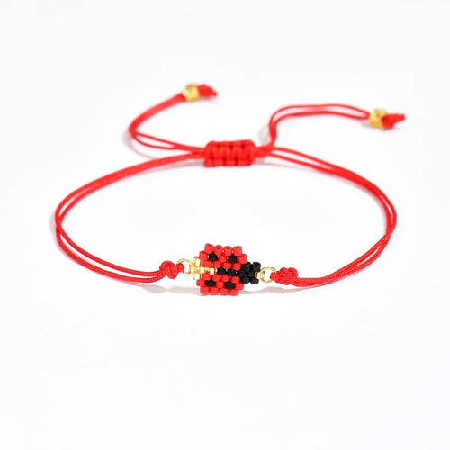 Children's Adjustable Ladybird Beaded Wish Bracelet / Friendship Bracelet