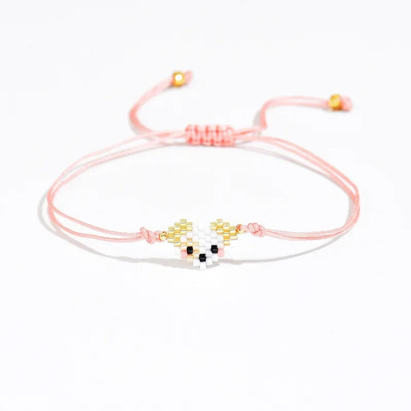 Children's Adjustable Puppy Dog Beaded Wish Bracelet / Friendship Bracelet
