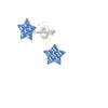 Children's Sterling Silver ''Light Sapphire Blue Crystal Star' Screw Back Stud Earrings