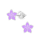 Children's Sterling Silver 'Purple Lotus Flower' Screw Back Stud Earrings