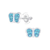 Children's Sterling Silver Blue Crystal Butterfly Screw Back Stud Earrings