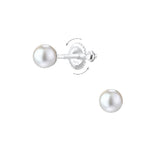Teenager's / Children's Sterling Silver 'Imitation Pearl' Screw Back Stud Earrings