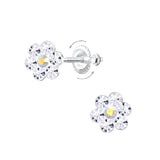 Children's Sterling Silver 'Crystal Flower' Screw Back Stud Earrings