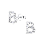 Children's Sterling Silver 'Letter B' Crystal Stud Earrings
