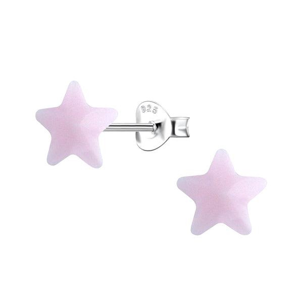 Children's Sterling Silver 'Pale Pink Resin Star' Stud Earrings