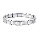 Stainless Steel 18 Link Shiny Italian Charm Starter Bracelet (YIN YANG Links)- Classic 9mm Size