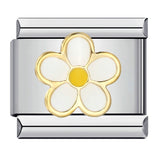 Stainless Steel 9mm Shiny White Daisy Flower Link for Italian Charm Bracelet