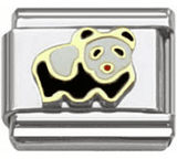 Stainless Steel 9mm Shiny Panda Bear Link for Italian Charm Bracelet