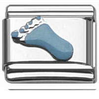 Stainless Steel 9mm Shiny Blue Footprint Link for Italian Charm Bracelet