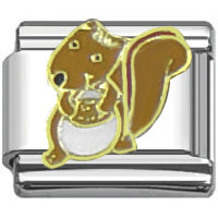 Stainless Steel 9mm Shiny Brown Squirrel Link for Italian Charm Bracelet