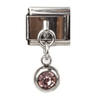 Stainless Steel 9mm Shiny February Birthstone Drop Charm Link for Italian Charm Bracelet