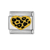 Stainless Steel 9mm Shiny Leopard Print Heart Link for Italian Charm Bracelet