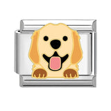 Stainless Steel 9mm Shiny 'Golden Retriever Dog' Link for Italian Charm Bracelet