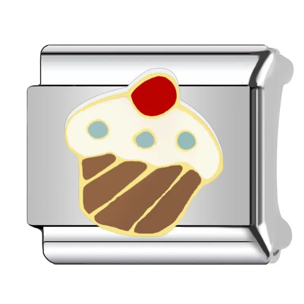 Stainless Steel 9mm Shiny Cupcake Link for Italian Charm Bracelet