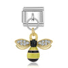 Stainless Steel 9mm Shiny Link with Dangling Bee for Italian Charm Bracelet