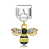 Stainless Steel 9mm Shiny Link with Dangling Bee for Italian Charm Bracelet