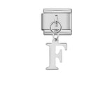 Stainless Steel 9mm Shiny Link with Dangling Letter F for Italian Charm Bracelet