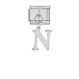 Stainless Steel 9mm Shiny Link with Dangling Letter N for Italian Charm Bracelet