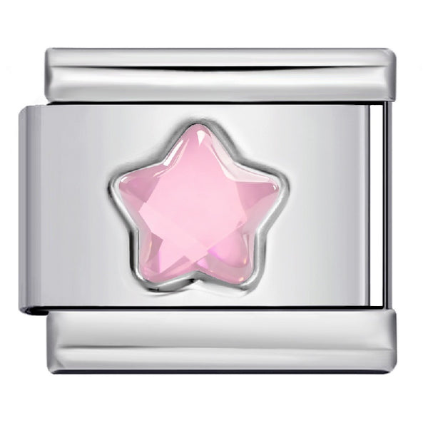 Stainless Steel 9mm Shiny Pink Star Link for Italian Charm Bracelet