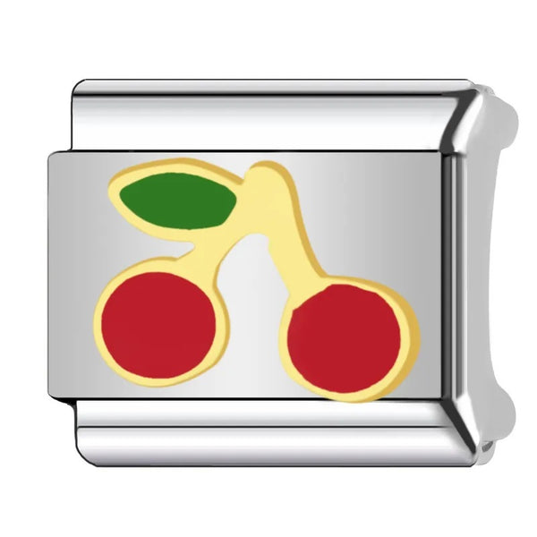 Stainless Steel 9mm Shiny Cherries Link for Italian Charm Bracelet