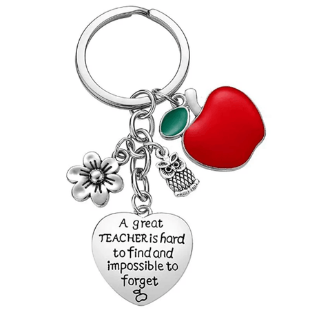 'Apple for the Teacher' Silver Plated Keyring/Handbag Charm