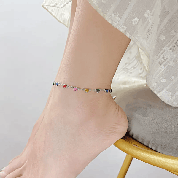 Adult's 'Hawaii Hearts' Multicoloured Adjustable Anklet