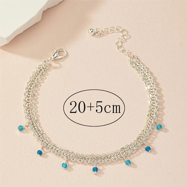 Adult's 'Barbados Breeze' Triple Chained Adjustable Anklet