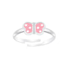 Children's Sterling Silver 'Pink Spotty Butterfly' Adjustable  Ring