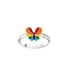 Children's Sterling Silver Adjustable 'Rainbow Butterfly' Ring