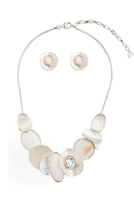Adult's Silver and Pastel Leaves Necklace and Earrings Set