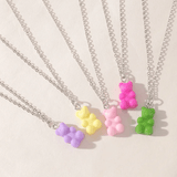 Children's Set of 5 Colourful Teddy Bear Pendant Necklaces
