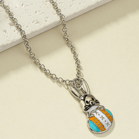 Adult/Teenager 'Mother and Baby Bunny Rabbit' Crystal Heart Pendant Necklace