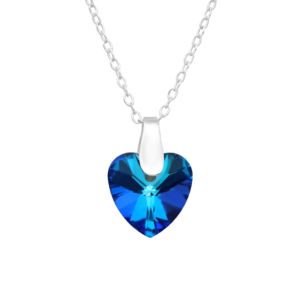 Children's Sterling Silver 'Blue Crystal Heart' Pendant Necklace