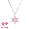Children's Sterling Silver 'Flower with Pink Crystal' Pendant Necklace