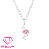 Children's Sterling Silver 'Pink Sparkle Flamingo' Pendant Necklace