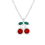 Children's Sterling Silver Crystal Cherries Pendant Necklace