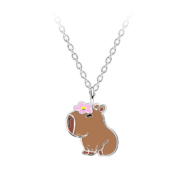 Children's Sterling Silver Capybara Pendant Necklace
