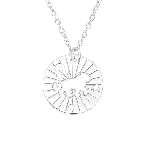 Children's Sterling Silver Zodiac Sign Pendant Necklace - Leo  (July 23- August 22)
