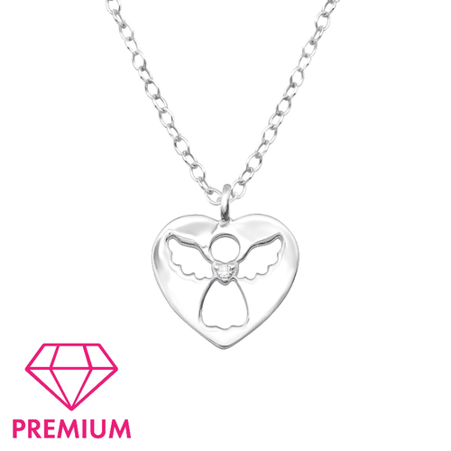 Children's Sterling Silver Angel Heart Pendant Necklace