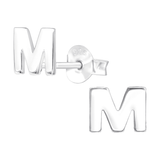 Children's Sterling Silver 'Letter M' Stud Earrings