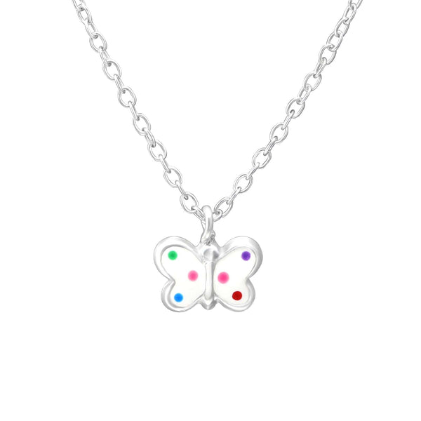 Children's Sterling Silver 'Spotty Butterfly' Pendant Necklace