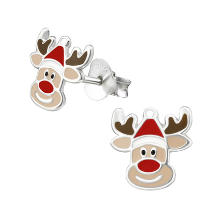 Children's Sterling Silver Christmas Snowman Face Stud Earrings