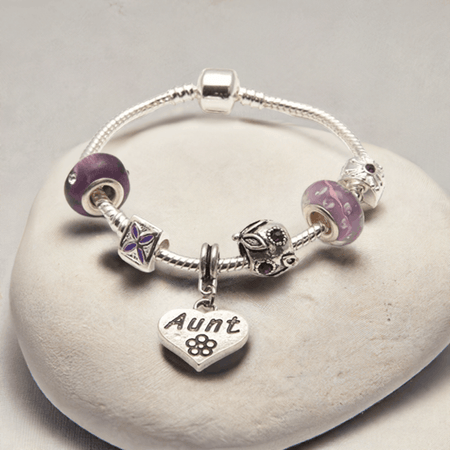 Aunt 'Pearl Lady' Silver Plated Charm Bead Bracelet