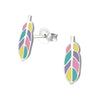 Children's Sterling Silver 'Colourful Feather' Stud Earrings