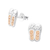 Children's Sterling Silver Ballet Shoes With Peach Diamante Stud Earrings
