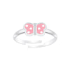 Children's Sterling Silver 'Pink Spotty Butterfly' Adjustable  Ring