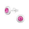Teen/Adult Sterling Silver 'October Birthstone' Round Stud Earrings